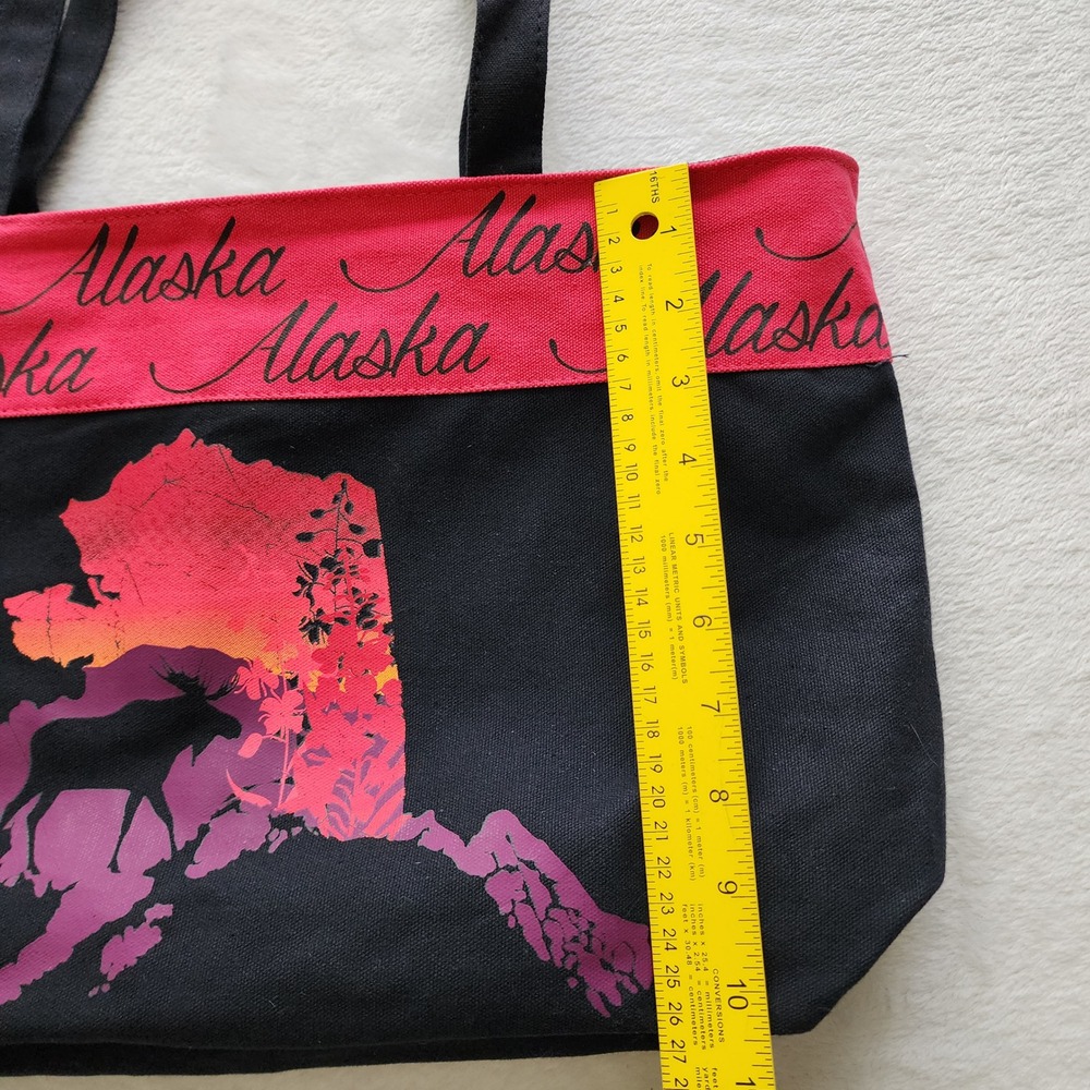 Alaska Canvas Tote Bag Black Red Pink‎ Sunset Moose Souvenir - Picture 4 of 13
